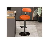 Chaise Haute Tabouret de Bar pivotant Multifonctionnel de 61 à 81 cm, Chaise de Bar à Dossier Haut Moderne(Orange)