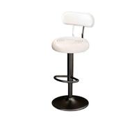 Chaise Haute Tabouret de Bar pivotant Multifonctionnel de 61 à 81 cm, Chaise de Bar à Dossier Haut Moderne(Blanc)