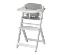 BEBECONFORT TIMBA + coussin Chaise haute bébé, Chaise bois évolutive, de 6 mois à 99 ans, Chaise White et coussin gray blanc TU