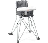 Bright Starts, Chaise Haute Portable Pop 'N Dine, Utilisation Intérieur/Extérieur, Tablette Sans BPA, Pliage Facile, Unisexe, Gris, 6 Mois et Plus