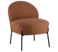 Chaise HELMI, fauteuil d'appoint, tissu boucle rouille, piétement en métal