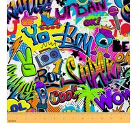 Chaise Hippie Style Graffiti Tissu 92x150cm,Décoration Hip Hop Au Metre,Motif Street Culture De Couture Ameublement Polyester