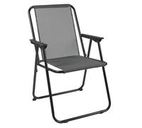 HOME DECO FACTORY - HDO0327 - Chaise Pliante Confortable et Légère pour Extérieur - Idéale pour Pique-Niques et Barbecues - Design Sobre - Accoudoirs Inclus - Taille Gm - Couleur Gris
