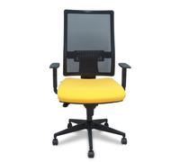 Chaise Horna Synchro 5 positions tissu Jaune Maille Noir Base pyramidale noire Accoudoir 1D Sans appui-tête Roulettes pour moquette