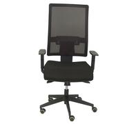 Chaise Horna Synchro 5 positions tissu Noir Base pyramidale noire Accoudoir 1D Sans appui-tête Roulettes pour moquette