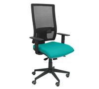 Chaise Horna Synchro 5 positions tissu Turquoise Maille Noir Base pyramidale noire Accoudoir 1D Sans appui-tête Roulettes pour moquette