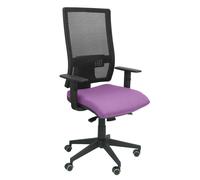 Chaise Horna Synchro 5 positions tissu Violet Maille Noir Base pyramidale noire Accoudoir 1D Sans appui-tête Roulettes pour moquette