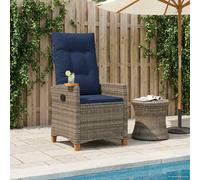 Chaise inclinable avec plateau à thé avec coussin polyrotin d'Extérieur vidaXL v