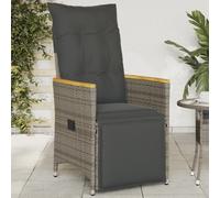 vidaXL Chaises inclinables de jardin lot de 2 et coussins gris rotin, fauteuil de jardin inclinable, fauteuil inclinable de 365651