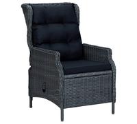 Vidaxl Chaise Inclinable De Jardin Coussins Résine Tressée Gris Foncé