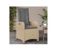 Chaise inclinable de jardin coussins mélange beige poly rotin 365165