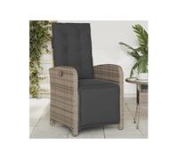 Chaise inclinable de jardin et repose-pied gris résine tressée 365187