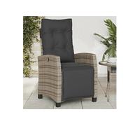 vidaXL Chaise inclinable de jardin, repose-pied, dossier et coussins, moderne, gris, résine tressée