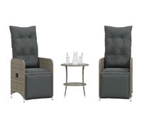 vidaXL Chaises inclinables de jardin lot de 2 et table résine tressée, chaise de jardin, fauteuil, chaise inclinable, siège 365692