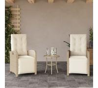 vidaXL Chaise inclinable de jardin avec repose-pied, coussin, résine tressée beige
