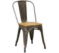 Chaise industrielle - AUBRY GASPARD - Bois d'orme huilé - Acier brossé - 1 place - Intérieur