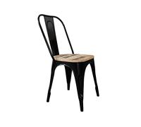 Chaise Industrielle - Bois Massif de manguier Brut - Fer et Bois imprimé - Factory #134
