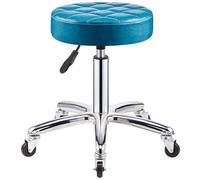 Chaise Industrielle Pivotant sans Accoudoirs, Hauteur Comptoir, avec roulettes Silencieuses, Tabourets de Bar Réglable en Cuir PU, Forte Capacité de Charge, pour Salon(Blue)