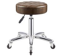 Chaise Industrielle Pivotant sans Accoudoirs, Hauteur Comptoir, avec roulettes Silencieuses, Tabourets de Bar Réglable en Cuir PU, Forte Capacité de Charge, pour Salon(Brown)