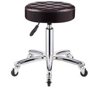 Chaise Industrielle Pivotant sans Accoudoirs, Hauteur Comptoir, avec roulettes Silencieuses, Tabourets de Bar Réglable en Cuir PU, Forte Capacité de Charge, pour Salon(Black)