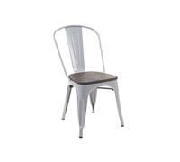 Chaise HWC-A73, avec siège en bois, chaise de bistro, métal, empilable, style industriel gris