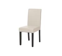 Chaise de salle à manger Littau, chaise de cuisine, similicuir blanc, pieds foncés