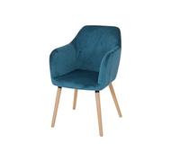 Chaise De Salle À Manger Malmö T381, Rétro Velours, Bleu Pétrole