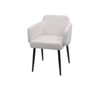 Chaise De Salle À Manger Hwc-L13 Chaise De Cuisine Avec Accoudoirs, Tissu/Textile Métal Crème-Blanc Multicolore