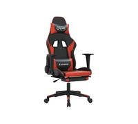 vidaXL Chaise de jeu de massage et repose-pied Noir rouge Similicuir