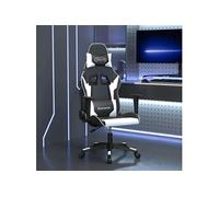 vidaXL Chaise de jeu de massage avec repose-pied Similicuir noir et blanc