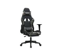 vidaXL Chaise de jeu de massage repose-pied Noir camouflage Similicuir Noir G