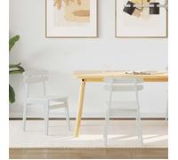 Chaise intérieure moderne, vidaXL, Fauteuil de salle à manger 2 pcs, Blanc Bois de Caoutchouc Massif(14925）