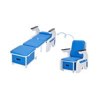 Chaise IV Inclinable, Chaise D'accompagnement Pliable, Avec Tiroir de Rangement Et Accoudoirs Ergonomiques en Bois Massif, Adaptée Aux Professionnels de La Santé Et Aux Soins À Domicile(Blue)