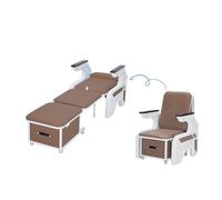 Chaise IV Inclinable, Chaise D'accompagnement Pliable, Avec Tiroir de Rangement Et Accoudoirs Ergonomiques en Bois Massif, Adaptée Aux Professionnels de La Santé Et Aux Soins À Domicile(Brown)