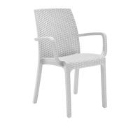 Chaise Jardin Indiana Accoudoirs Fauteuil Rotin Extérieur Polypropylène Blanche