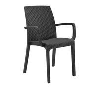 Chaise Jardin Indiana Accoudoirs Fauteuil Rotin Extérieur Polypropylène Charbon