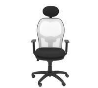 Chaise Jorquera Blanche En Maille Bali Noir Siège Avec Appui-Tête Fixe Noir