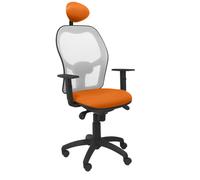 Chaise Jorquera Grise En Maille Bali Orange Siège Avec Appui-Tête Fixe Gris