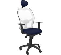 Chaise Jorquera maille blanche assise bleu bali avec appui-tête fixe