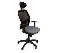 Chaise Jorquera Maille Noire Siège Bali Gris Moyen Avec Appui-Tête Fixe Gris