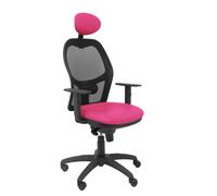 Chaise Jorquera noir maille similaire siège rose avec appui-tête fixe