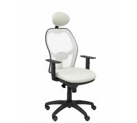 Chaise Jorquera siège en filet blanc bali gris clair avec appui-tête fixe