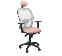 Chaise Jorquera Siège En Filet Gris Bali Rose Pâle Avec Appui-Tête Fixe Rose