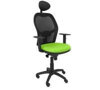Chaise Jorquera siège en filet noir bali vert pistache avec appui-tête fixe
