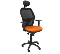 Chaise Jorquera siège en maille noire bali orange avec appui-tête fixe