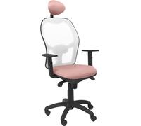 Chaise Jorquera siège résille blanc bali rose pâle avec appui-tête fixe