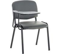 Chaise Visiteur Ken Similicuir et Tablette Rabattable I Chaise Salle de Conférence Stable Confortable Dossier et Assise Rembourrés I Couleur, Couleur:Gris