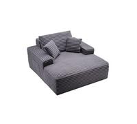 Chaise Longue 124cm de Large Avec Coussins et Accoudoirs Pour Salon Chambre Gris