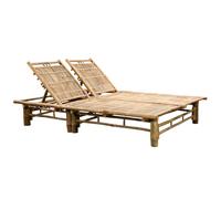Chaise Longue 2 Personnes en Bambou avec Coussins, Dossier Réglable | Bambou résistant, 3 positions, cordes de fixation, extérieur, tropical, relaxation, partage