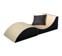 Chaise longue 3 en 1 multi-usage beige-gris